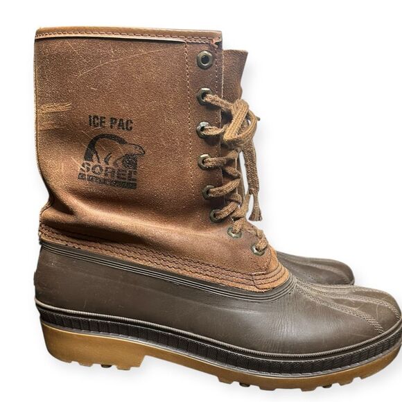 VINTAGE SOREL Men’s Brown Kaufman Ice Pac Winter Snow Boots Size 10 - Picture 1 of 7